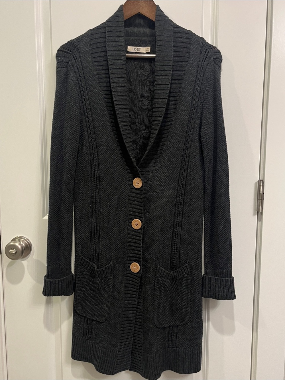 UGG Australia Dark Grey 100% Cotton Cardigan Sweater Size xs / s